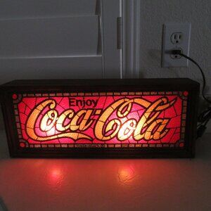 Vintage IMS Coca Cola Faux Stained Glass Mantel Bar Light